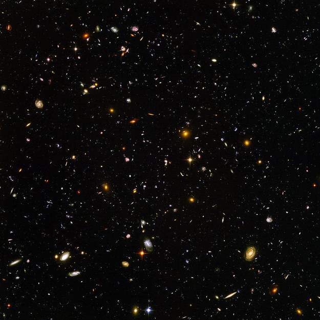 But let's think bigger. In JUST this picture taken by the Hubble telescope, there are thousands and thousands of galaxies, each containing millions of stars, each with their own planets.