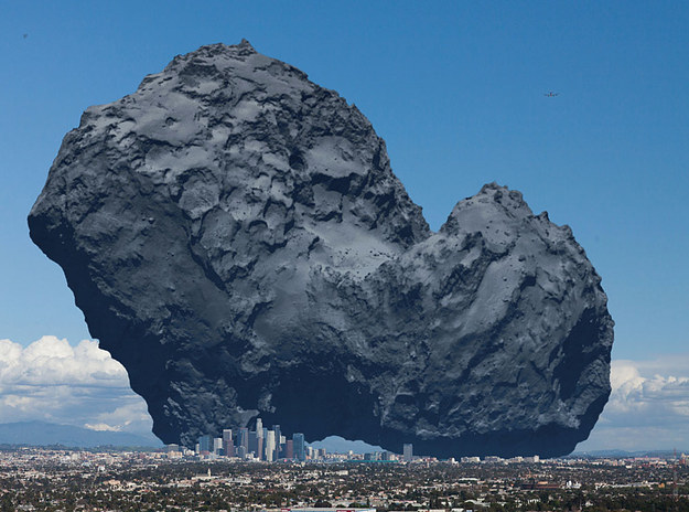 This right here is a comet. We just landed a probe on one of those bad boys. Here's what one looks like compared with Los Angeles: